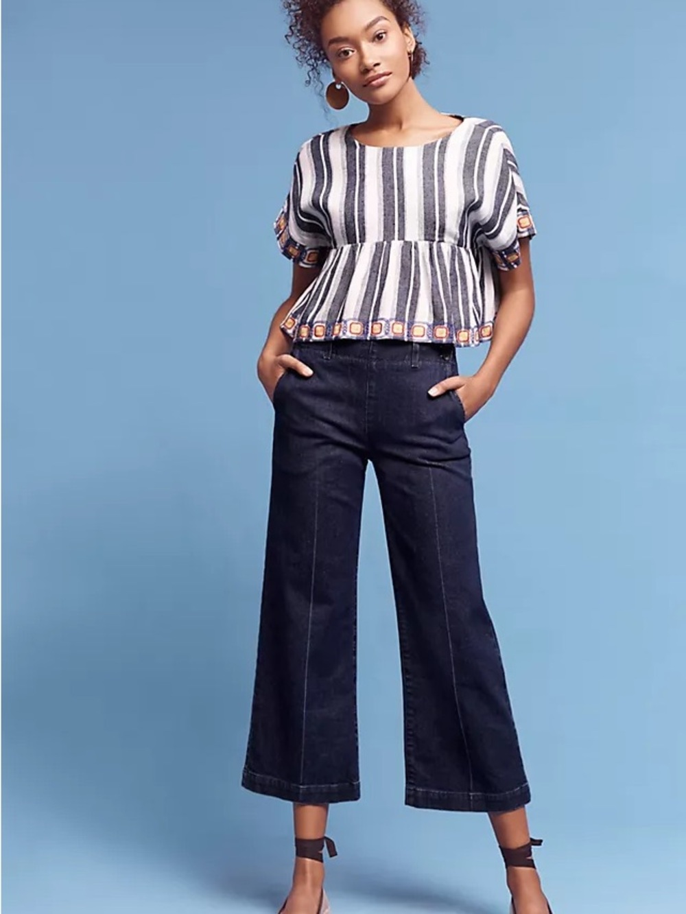 Adriano Goldschmeid Juliette Ultra High Rise Wide-Leg Cropped Dark Wash Jeans